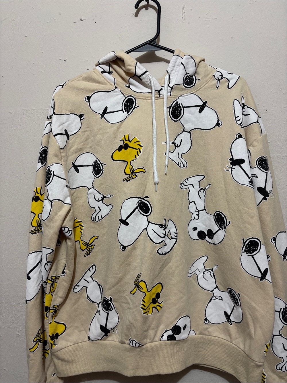 Peanuts Taupe Hoodie with Black & White Snoopy Print